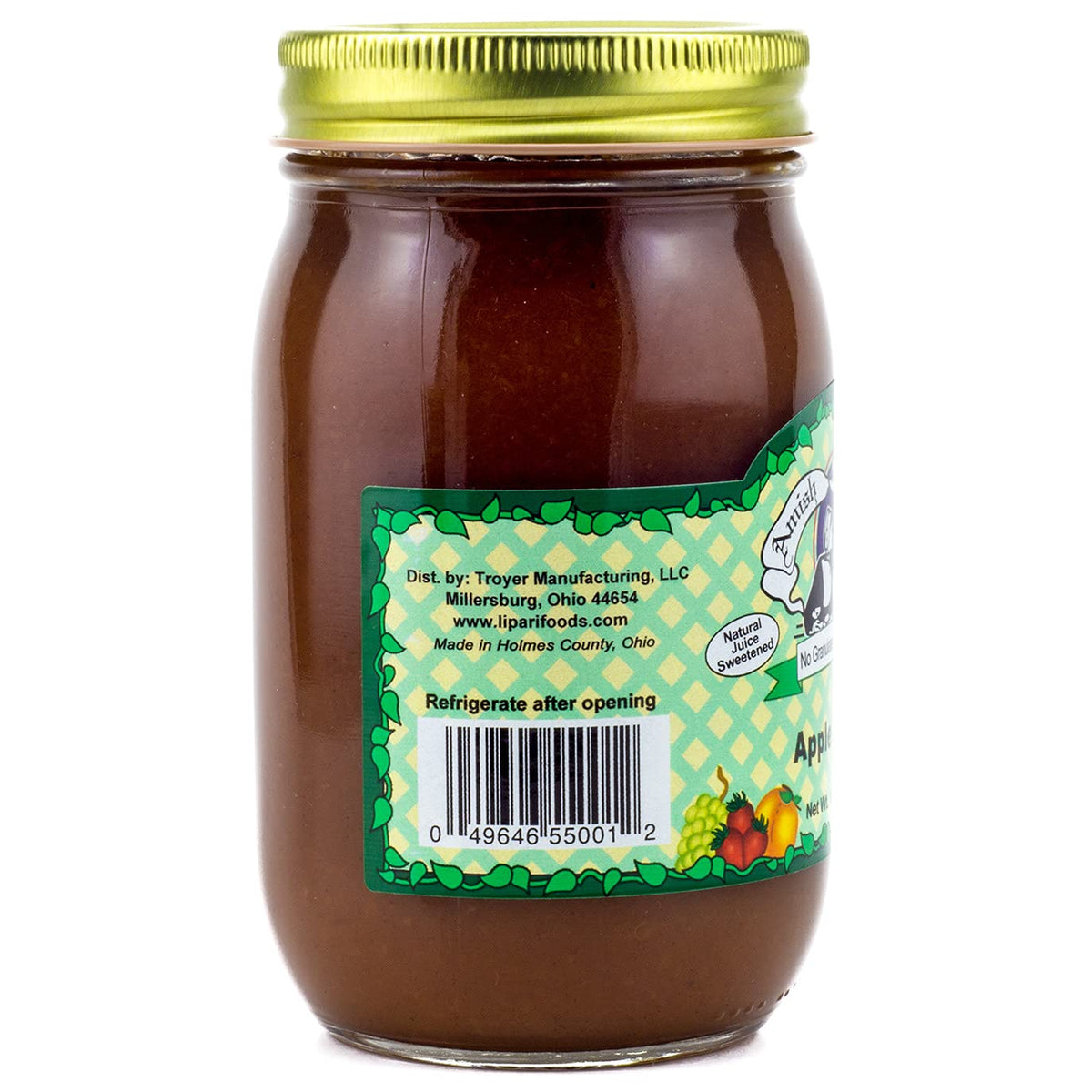 Amish Wedding Apple Butter ingredients label emphasizes natural juice and no added sugar