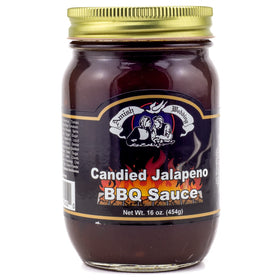 Amish Wedding Candied Jalapeño BBQ Sauce label closeup highlighting ingredients