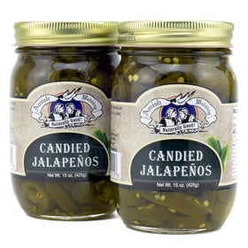 Amish Wedding Candied Jalapenos jar front, ideal pantry staple for quick flavor upgrades.