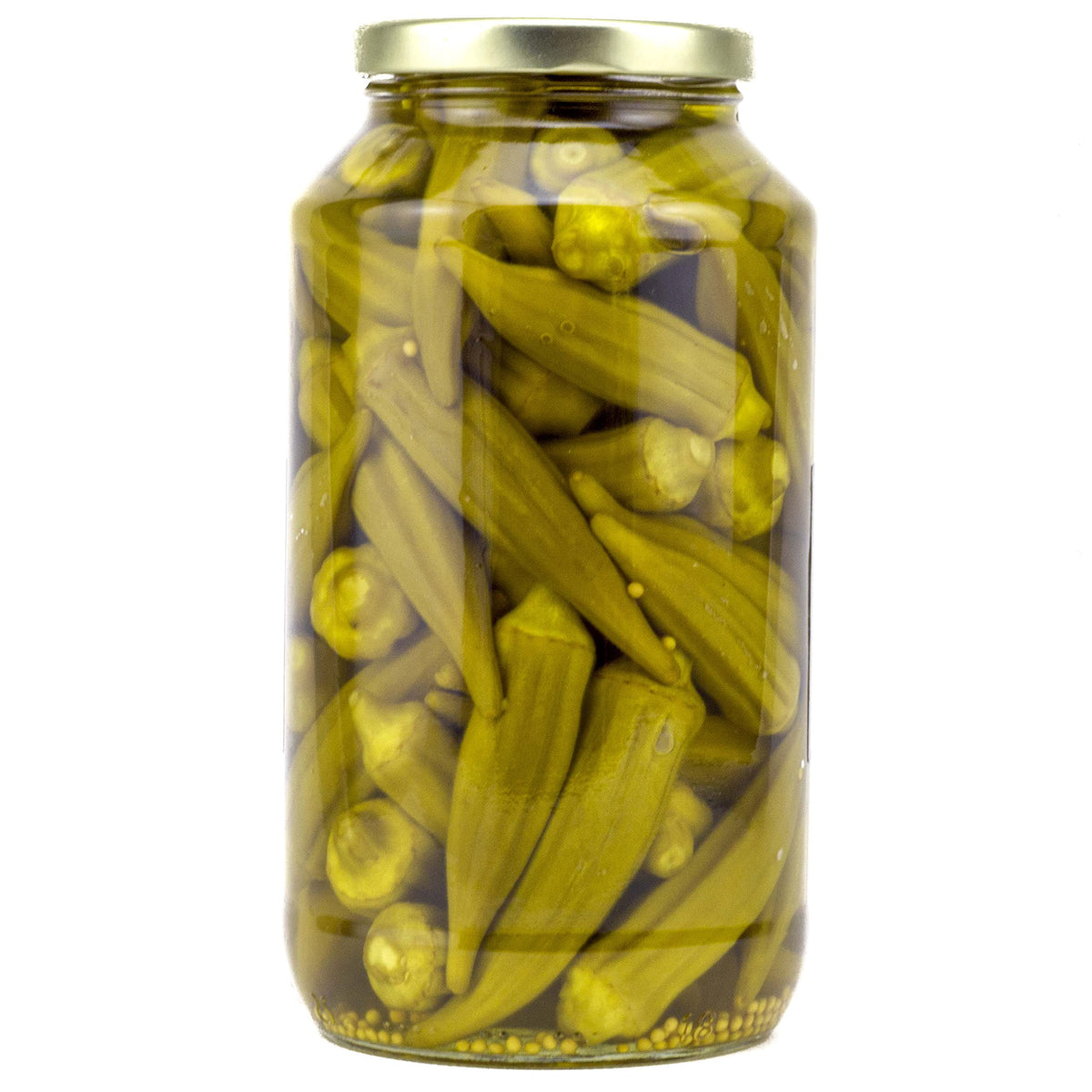 Two Amish Wedding jars with brine visible in a rustic kitchen.