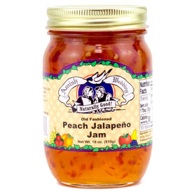 Amish Wedding Peach Jalapeno Jam 18oz pack2 front view for breakfast spreads.