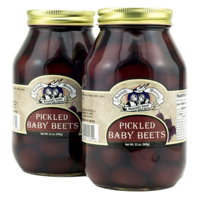 Amish Wedding pickled baby beets jar label close-up highlighting natural ingredients