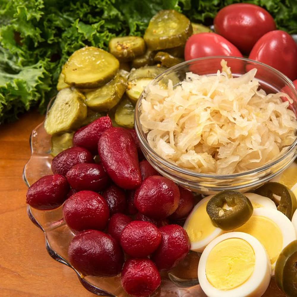 Amish Wedding Pickled Baby Beets serving slice on plate suggests easy sides.