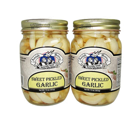 Amish Wedding Pickled Garlic jars front view highlighting a ready-to-use savory-sweet flavor