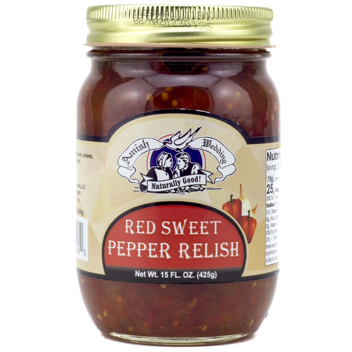 Amish Wedding Red Sweet Pepper Relish two-pack front label ready for pantry