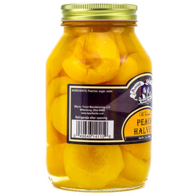 Amish Wedding served peach halves as a dessert topping idea.