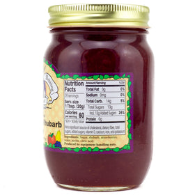 Amish Wedding jam label close-up notes natural ingredients and no artificial colors.