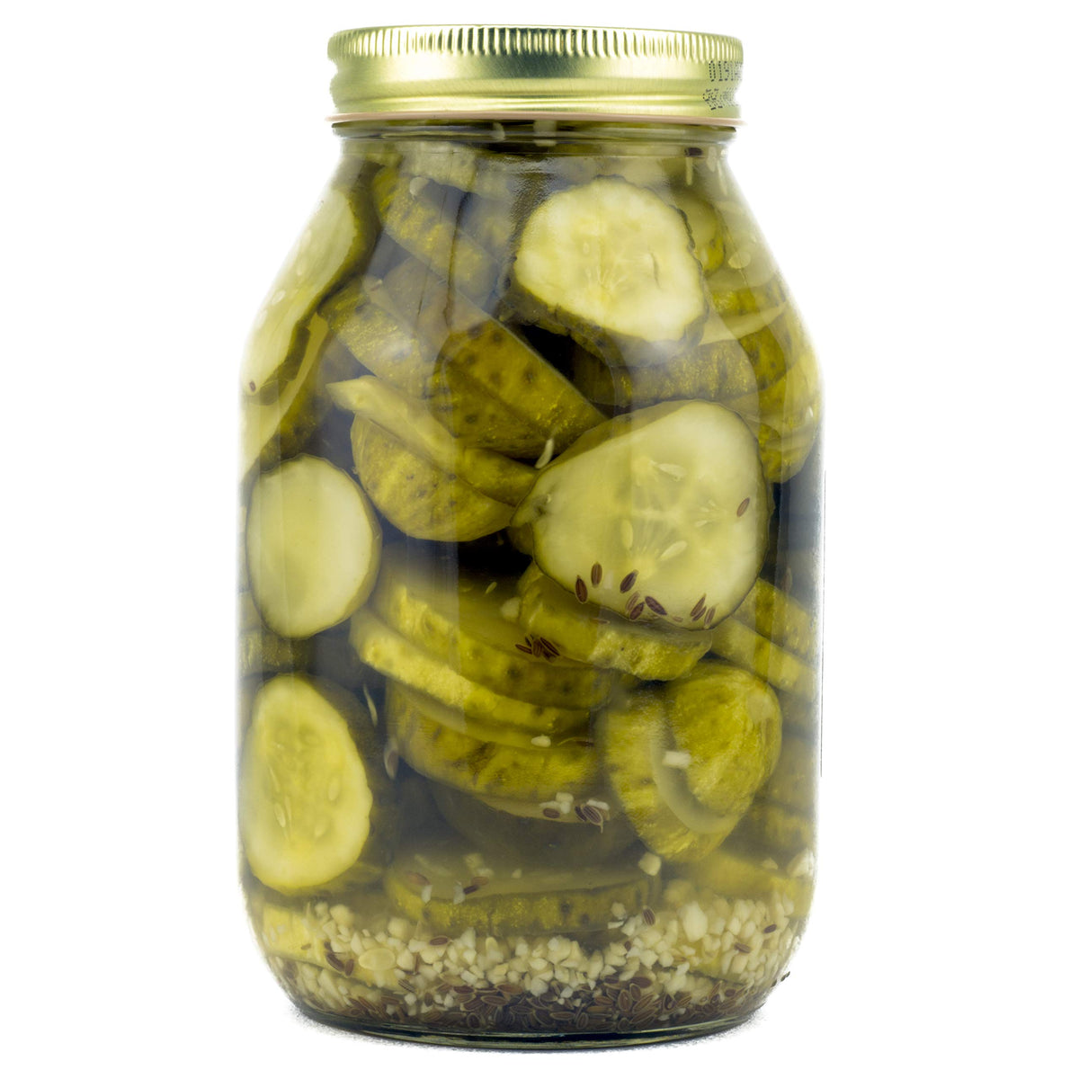Amish Wedding Sweet Garlic Dill Pickles USA-made in Ohio, glass jars.