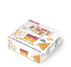 24-pack display of Amki Sesame Thins Classic, great for families.