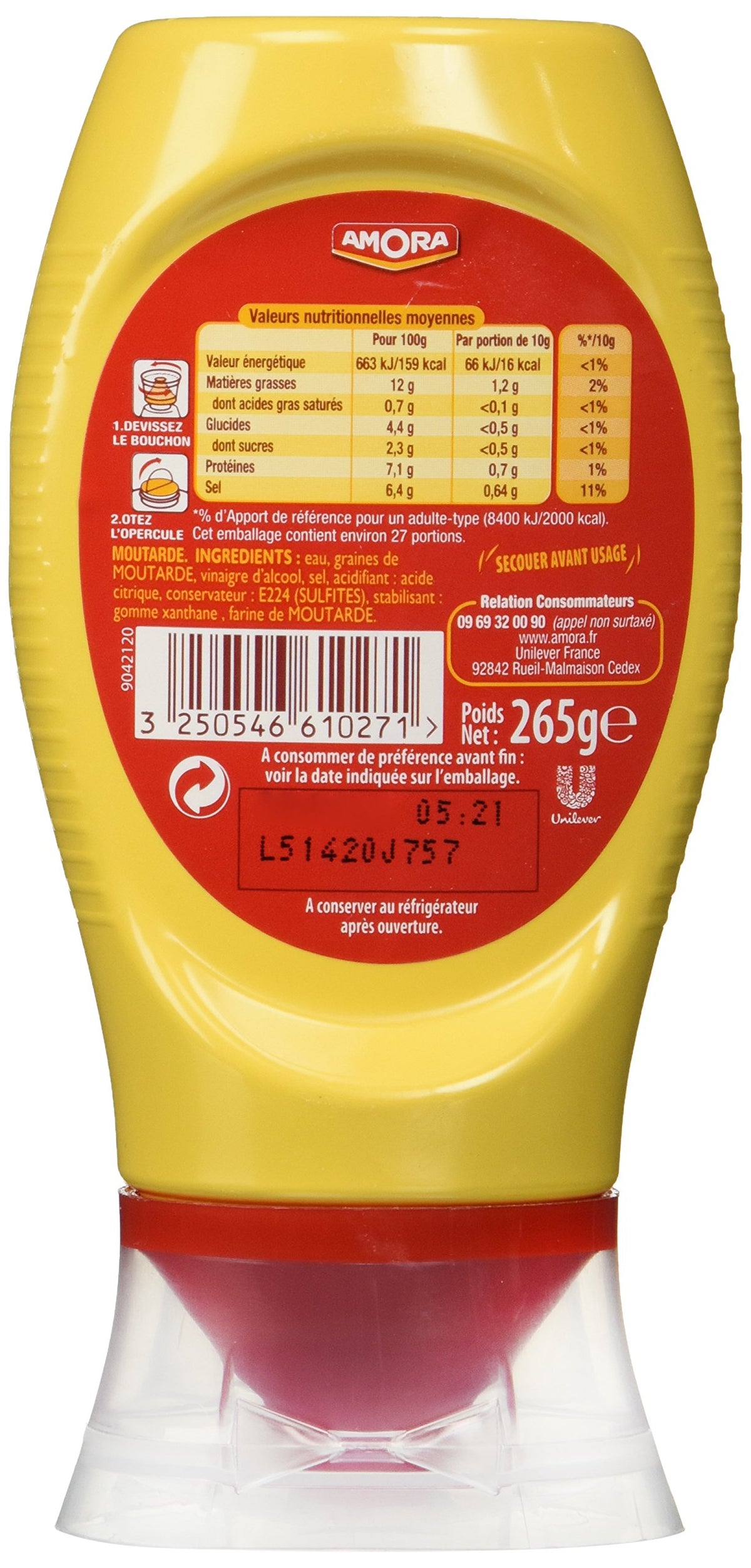 Amora Strong Dijon mustard bottle — perfect for sandwiches and French-inspired recipes.