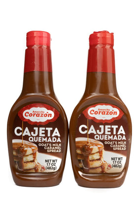 Amorcito Corazón cajeta goat milk bottle showing creamy texture for spreads and desserts.