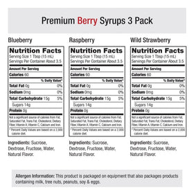 Amoretti berries syrup mixed flavors 3-pack displayed for gifts and travel