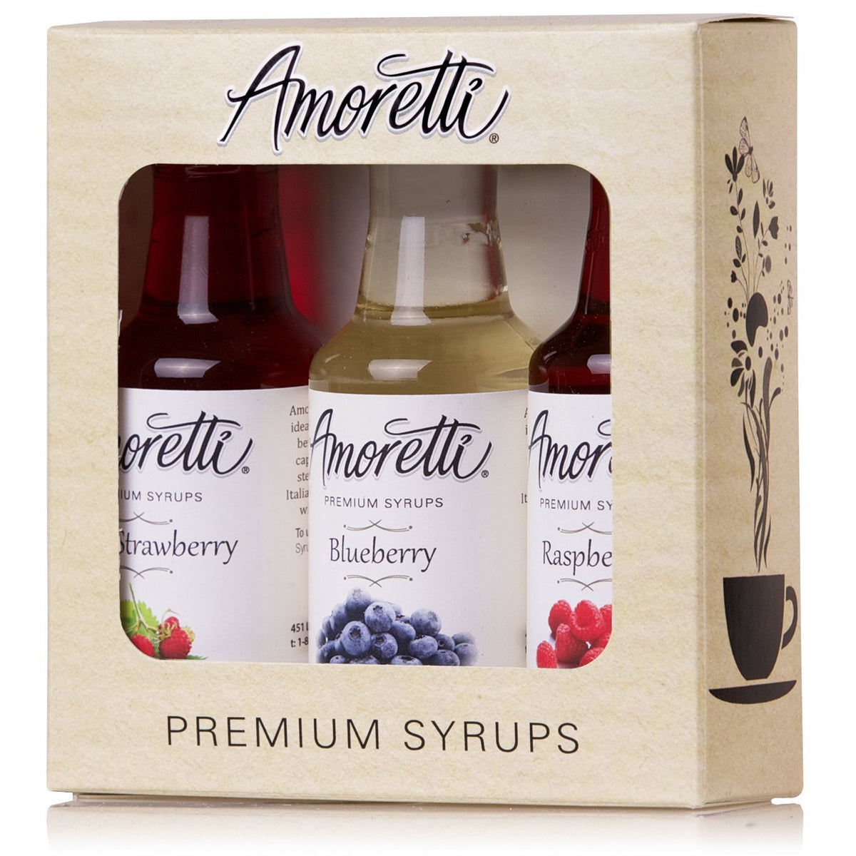Amoretti berries syrup wild strawberry bottle ready for hot or iced drinks