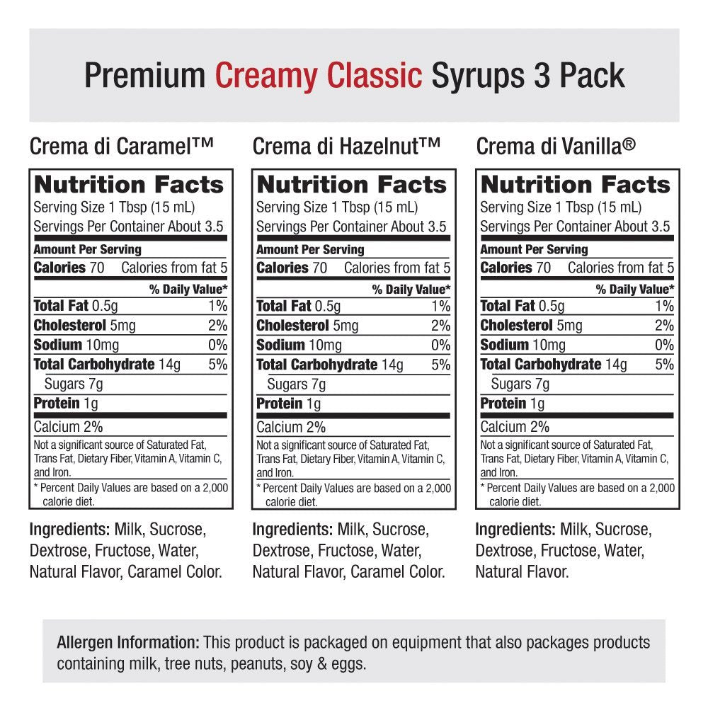Amoretti Creamy Classics Hazelnut bottle pour for coffee toppings and sweet treats