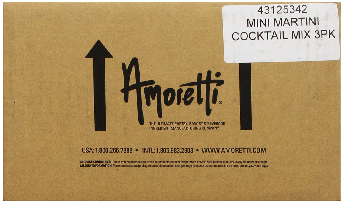 Amoretti Premium Martini Mix Sour Apple bottle pour, tart fruit sweetness for creative cocktails.