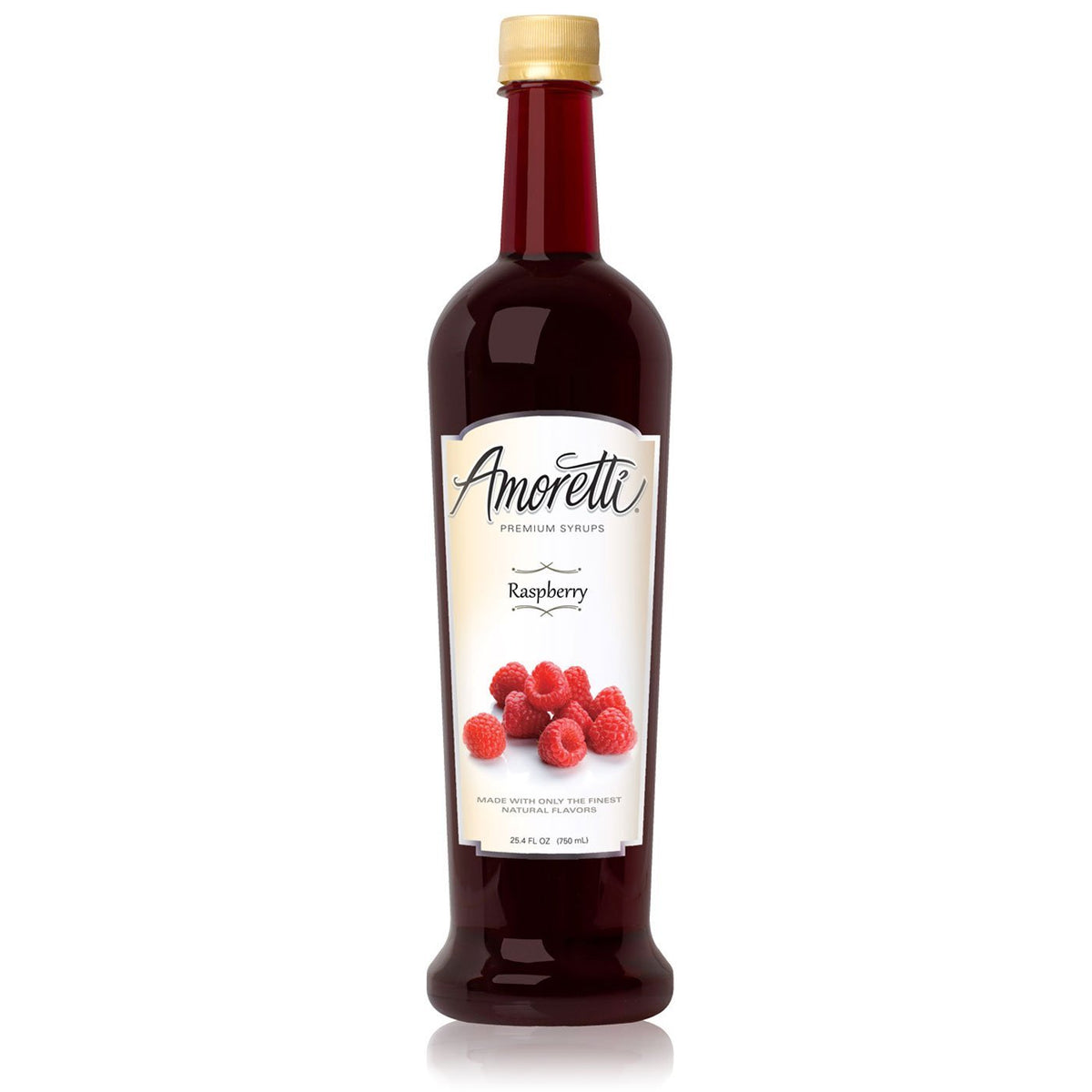 Amoretti Raspberry Syrup bottle showcasing natural flavors for gourmet beverages