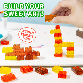 AMOS 4D gummy blocks with real fruit juice deliver bright flavors.