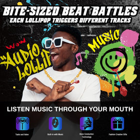 AMOS Hip Hop Audio Lollipop in action with vivid packaging and sound.