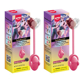 AMOS Music Lollipop 2-pack wrapped, ideal for gifting and sharing.