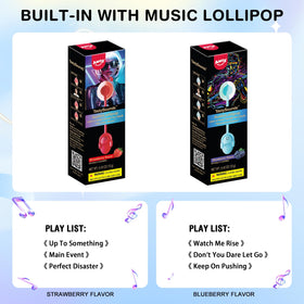Amos Music Lollipop blueberry flavor; bold fruit notes with upbeat vibes.