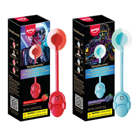 Amos Music Lollipop bone-conduction closeup; music and flavor in one bite.