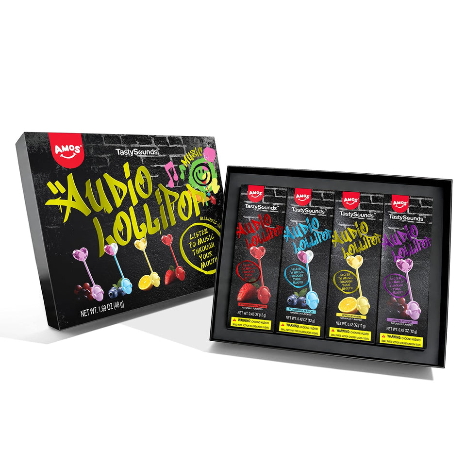 AMOS Music Lollipop Suckers with audio vibration delivering beats while you enjoy candy.