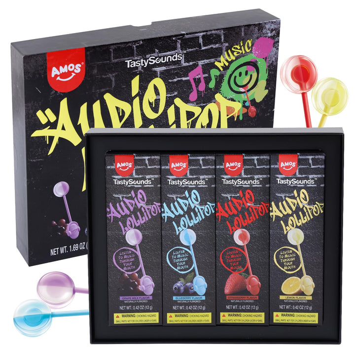 Amos Music Lollipop Suckers with earbuds deliver immersive hip hop audio while you snack.
