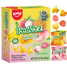 AMOS Peelerz Mango gummy with peelable texture for tropical snacking.