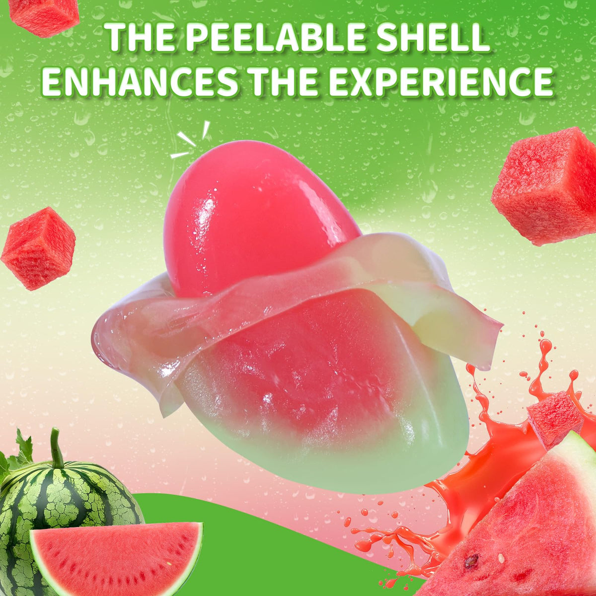 AMOS Peelerz watermelon juice gummies showcase real fruit ingredients and vibrant color