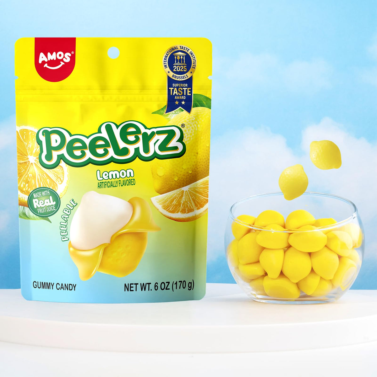 AMOS Peelerz Lychee gummy with delicate floral notes.
