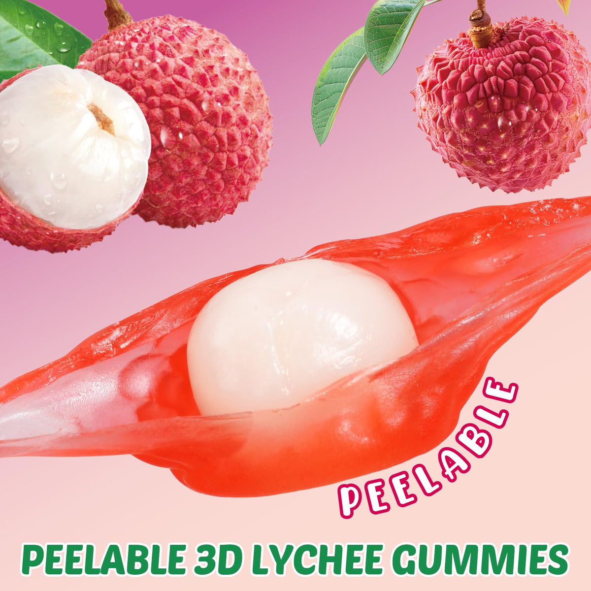 AMOS Peelerz Mango peel gummy reveals chewy center; refreshing tropical treat on the move.