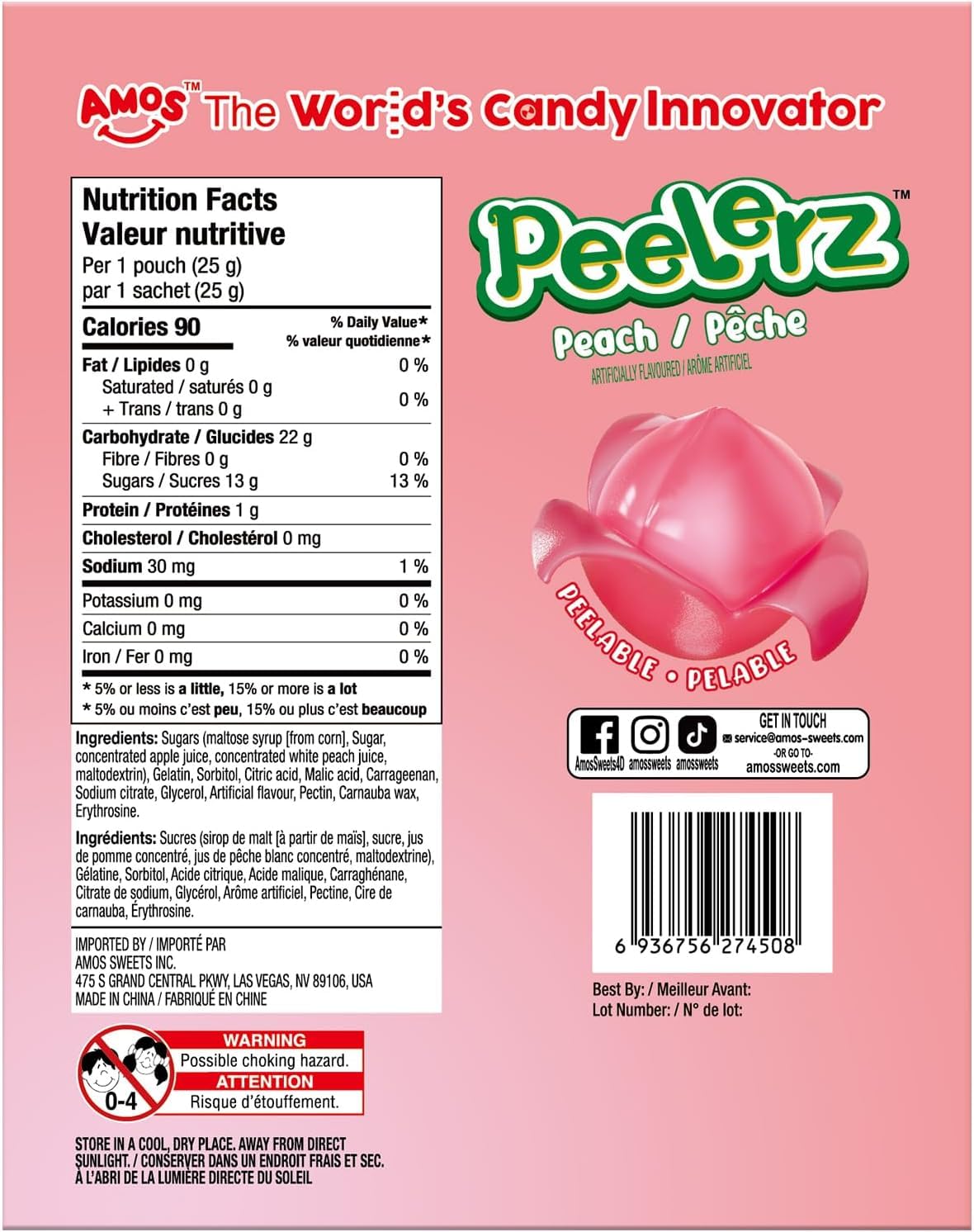 AMOS Peelerz on-the-go snack ideal for school or work.