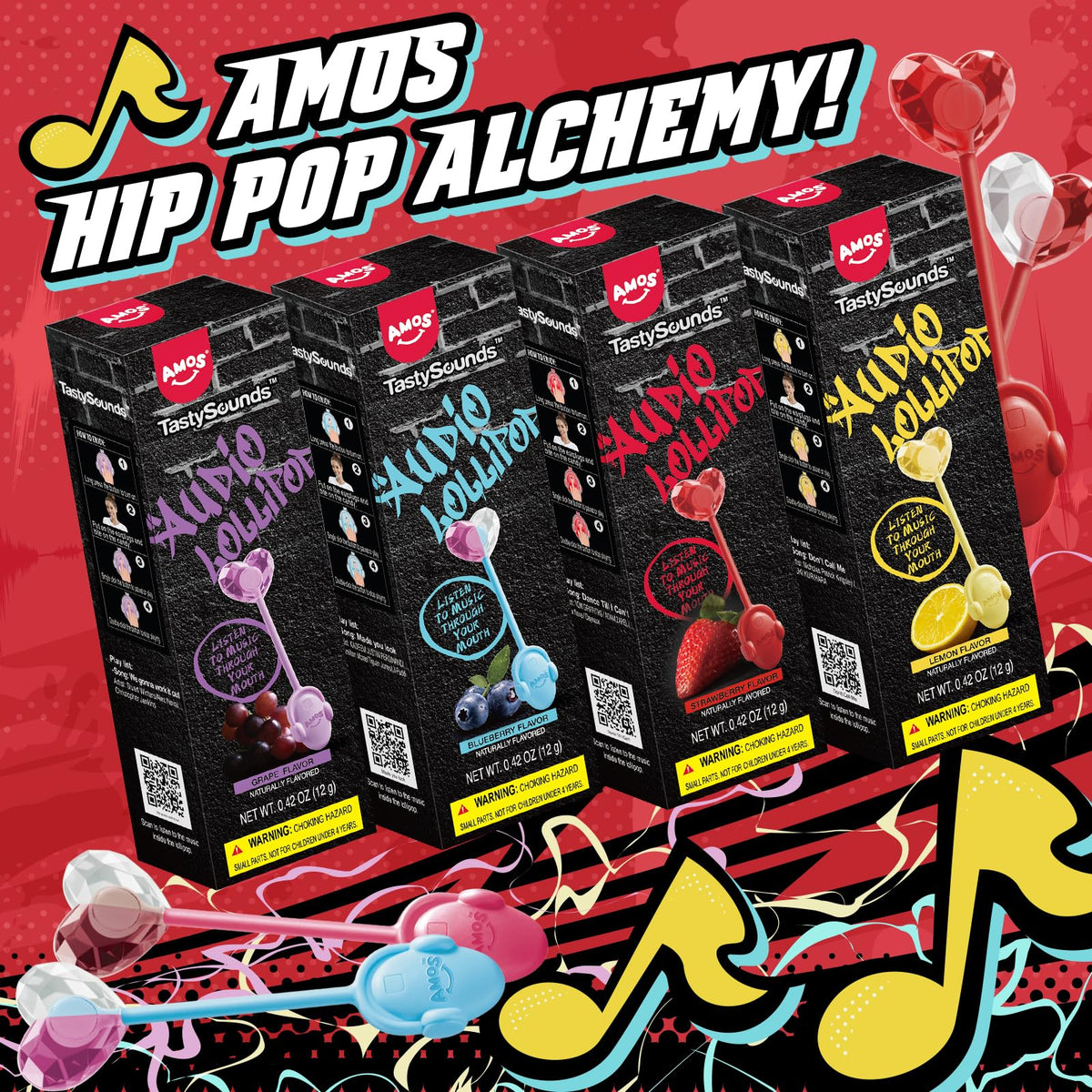 AMOS Sugar-Free Low-Calorie Snack lollipop for guilt-free enjoyment.