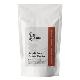 AMU Nutrition Mongolian roasted adzuki beans powder bag close-up for premium protein and flavor.