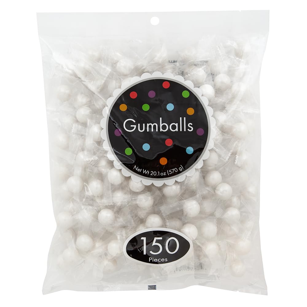 Amuse Mints Shimmer White gumballs with elegant white exterior and fruity center for machines