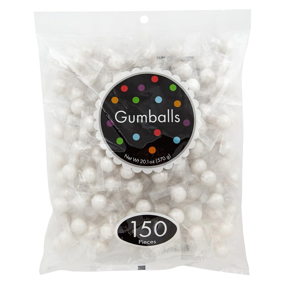 Amuse Mints Shimmer White gumballs with elegant white exterior and fruity center for machines