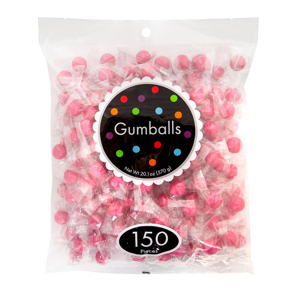 Amuse Mints Bright Pink Gumballs ideal for parties and candy jars, with nostalgic bubble gum flavor.