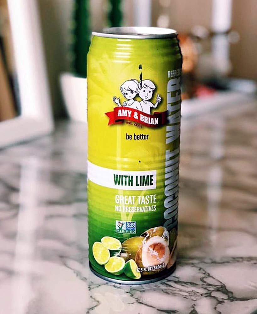 Amy & Brian Cinnamon Coconut Water bottle offering a warm-spiced twist
