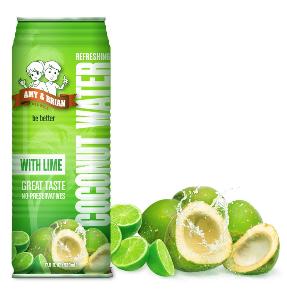Amy & Brian Coconut Water with Lime bottle showcasing everyday hydration