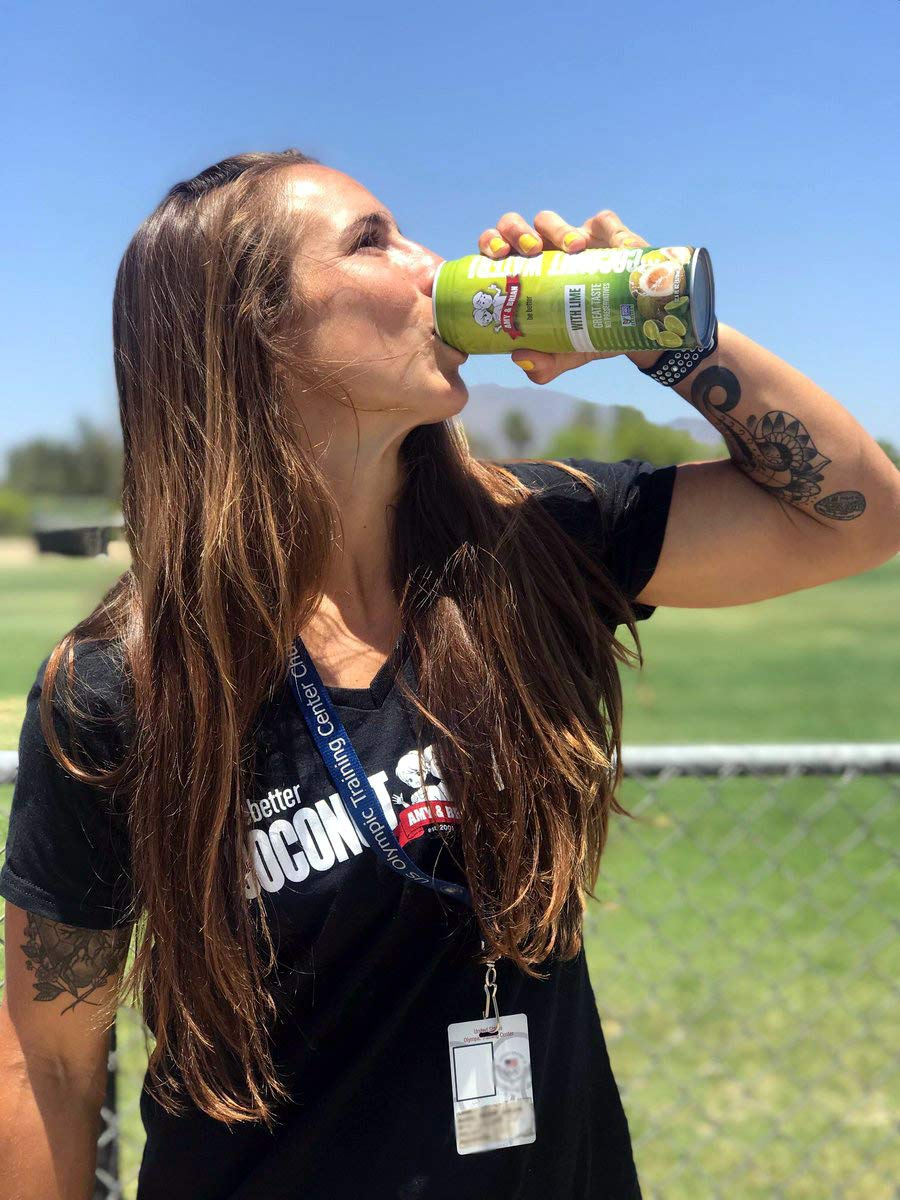 Amy & Brian Coconut Water with Pulp bottle showing authentic texture