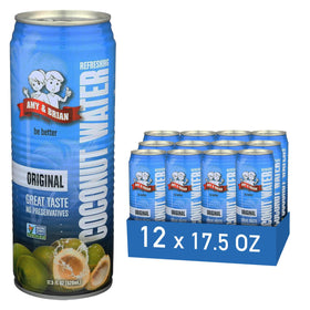Amy & Brian non-GMO coconut water Original 17.5 oz bottle—great hydration after workouts.