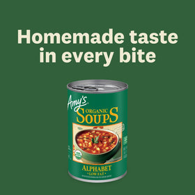 Amy's Alphabet Soup microwavable in two minutes for quick lunches