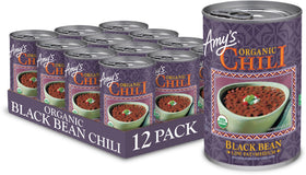Amy's Organic Black Bean Chili can with vegan, gluten-free ingredients for quick meals