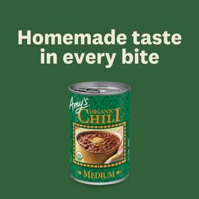 Amy's Chili can opening action showing convenient ready-to-heat pack