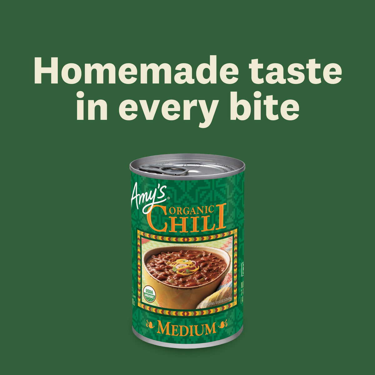 Amy's chili with red beans and tofu, plant-based protein option
