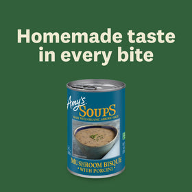 Amy's soup heat-ready in microwave, perfect for quick meals.