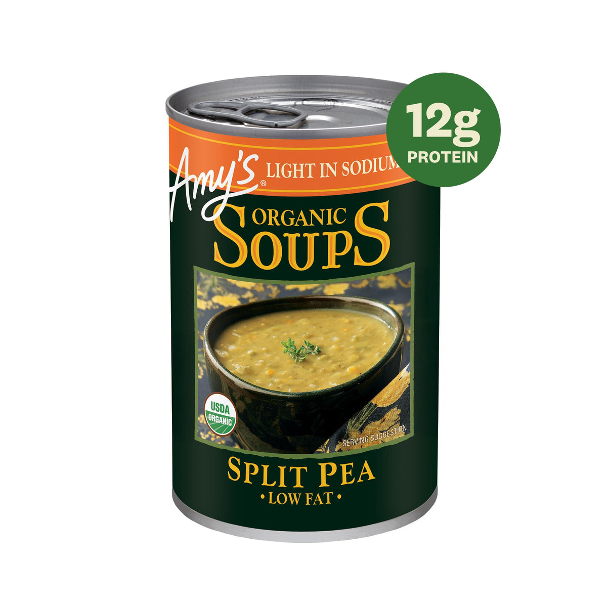 A bowl of Amy's Lentil Vegetable Soup, wholesome plant-based nourishment.