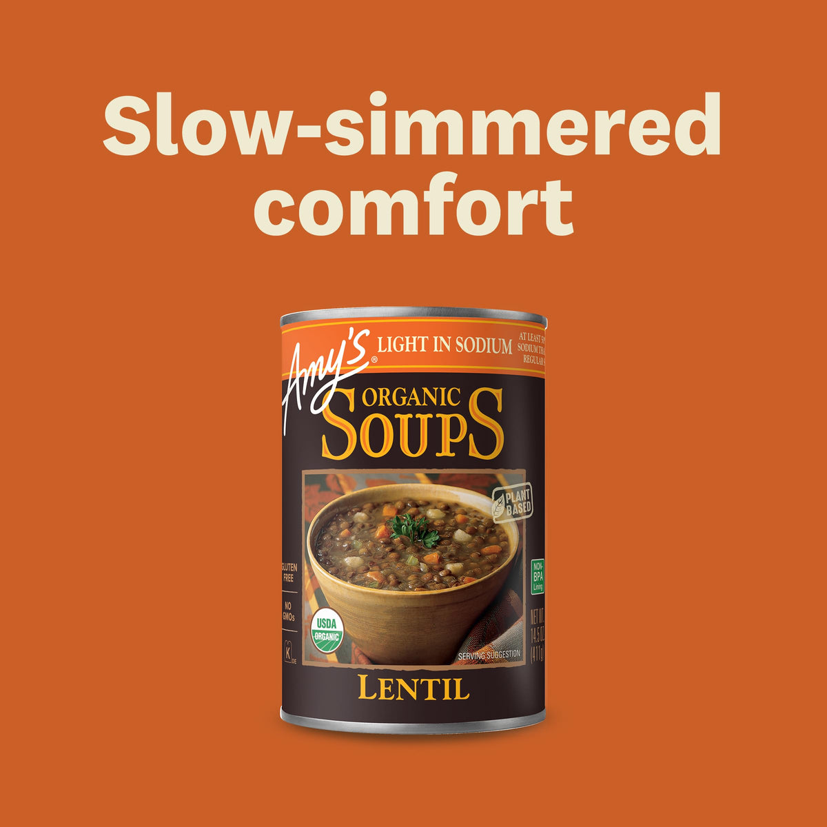 Microwave-ready Amy's lentil soup in minutes for a fast lunch