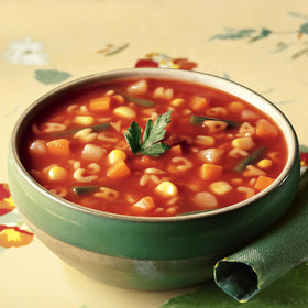 Amy's Alphabet Soup with letters and vegetables, kid-friendly meal
