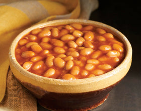Amy's Organic Baked Beans ingredients label shows organic non-GMO choices